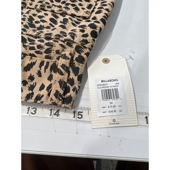 Billabong According Animal Print Mini Skirt Womens 30 Tan Black Cotton NEW - Picture 4 of 10